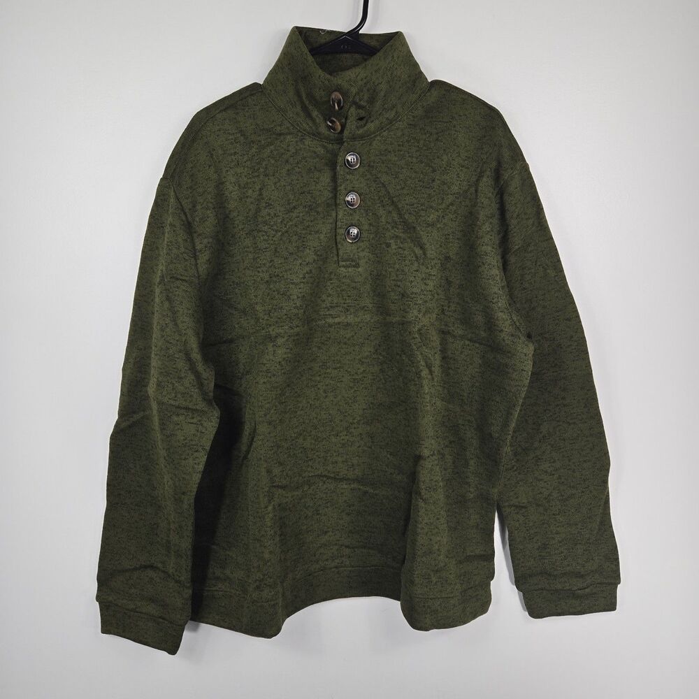 Coofandy Men's Size XXL Green Pullover Button Sweater‎ NWT